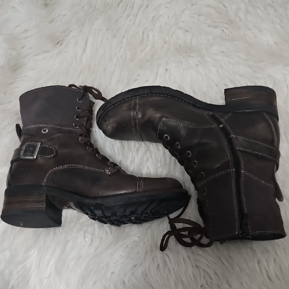 Taos CRAVE Women's Brown Lace-Up Buckle Combat Boots SZ39 - Picture 4 of 9